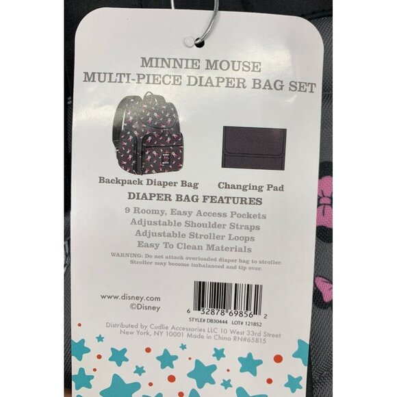 Disney Minnie Mouse Multi-Piece Diaper Baby Back Pack Set Insulated 9 Pocket New - Picture 8 of 9